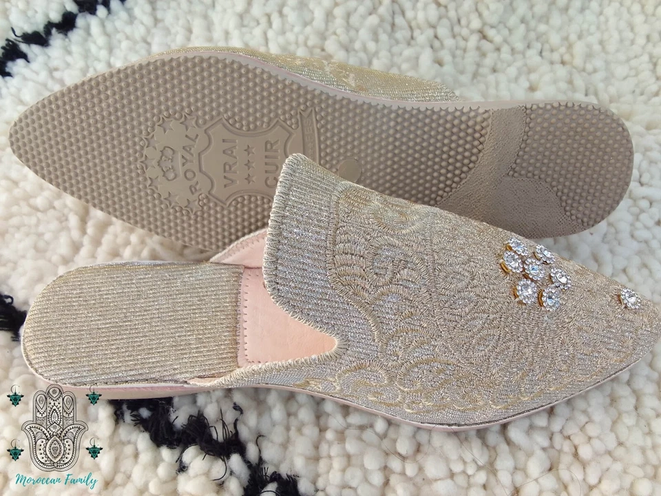 Moroccan babouche Moroccan mules women slippers embroidered slip ons - Image 4 of 4