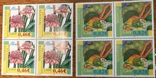Stamps France-Fruits & Flowers 2001- 3,00F/ ,46E- 2 Blocks of 4 - 2001 (J43333)