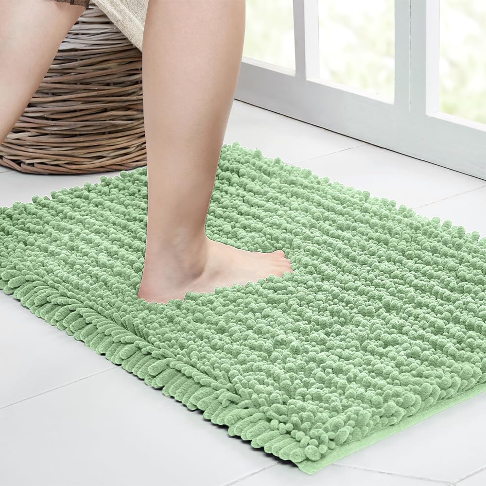 Super Soft & Absorbent Bathroom Rug Mat - 24"x17" Shaggy Chenille, Non-Slip Backing, Machine Washable (Gray) - View #13
