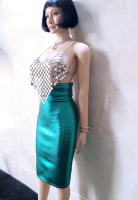 knee length dresses for ladies Women's Metal Stitching Fish Scale Dress Ultra Shiny in Gold, Silver O – LA  Style Inspo main image 1