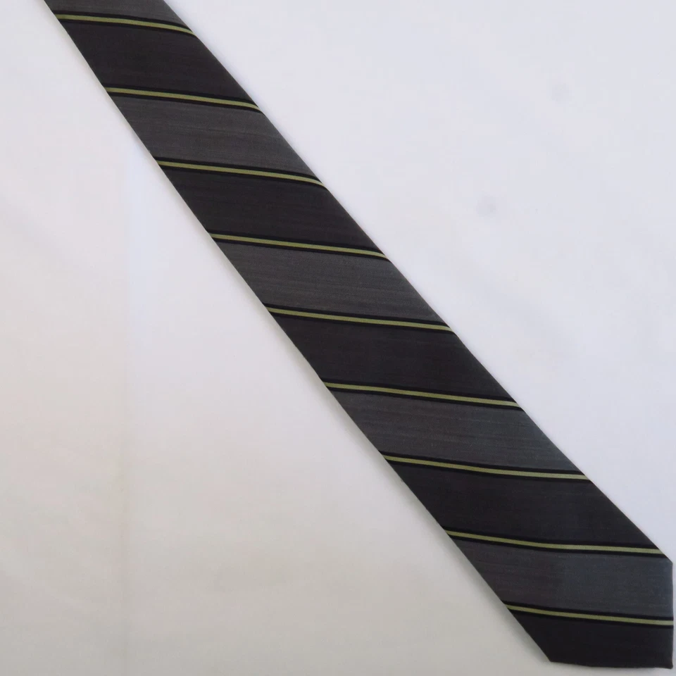 Corbata de Colección Damon Gris Dorado Rayas Diagonales Para Hombre 55x3 Corta Estrecha Preppy Foto 2 de 4