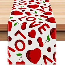Valentines Table Runner - Love Letter Print Table Runner  Seasonal Kitchen Di...