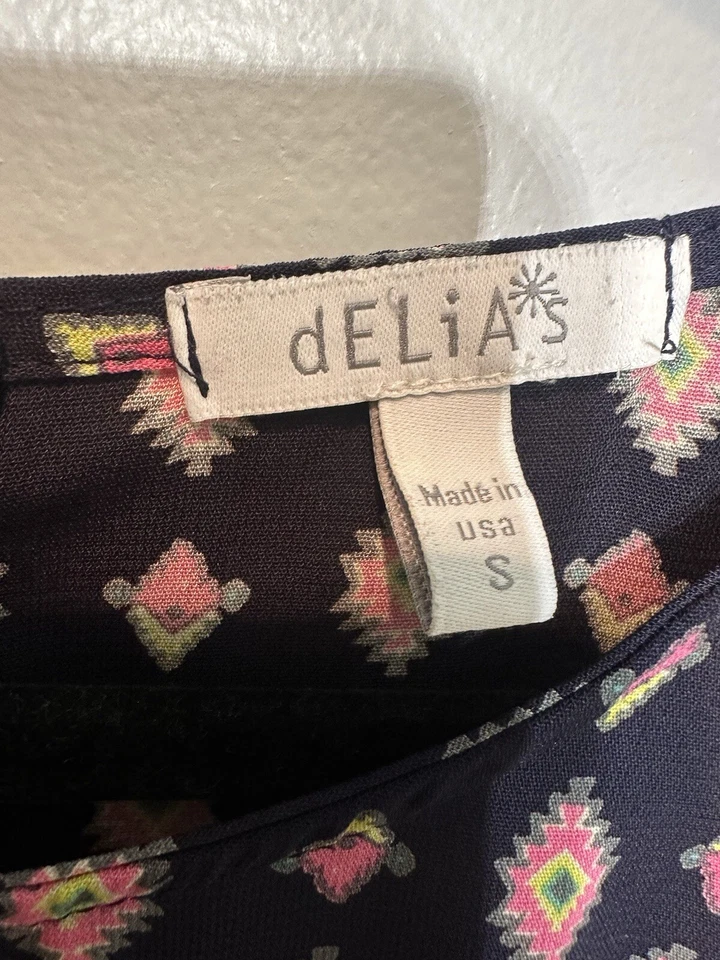 DELiA*s Y2K Tank Dress Navy/Pink Sleeveless 90s Retro Skater Size Small Back Zip - Image 4 of 4