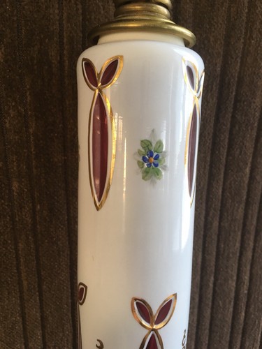 cased glass lamp cut to cranberry tower austria bohemian moser