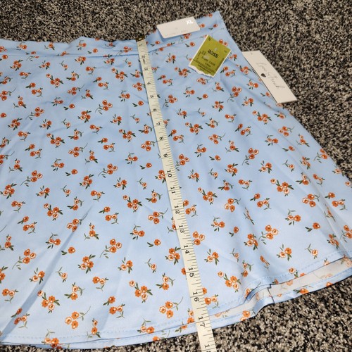 Love Streak Blue Floral Side Zip Flirty Flowy Mini Skirt Jouiniors Size XL Nwt - Picture 7 of 9