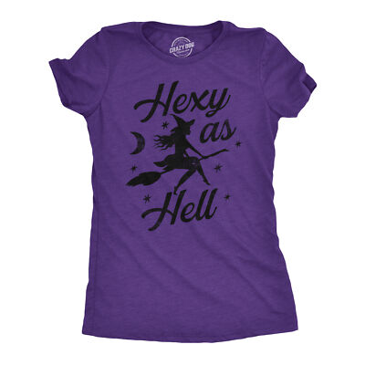 Womens Hexy As Hell T Shirt Funny Halloween Party  Witch Tee For Ladies