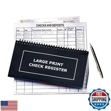 Jumbo Print Check Register Book - Large Print, Easy-to-Read, Spiral Bound, 56