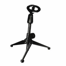 Table Microphone Tripod Stand Adjustable Metal DesktopMic Clamp Clip Holder EFF