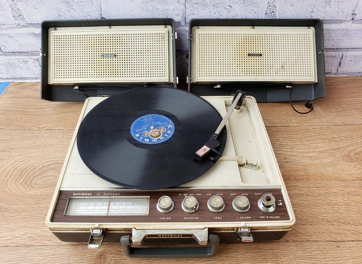Vintage Original NATIONAL Solid State FM AM Portable Phono Radio Turntable