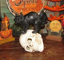 Primitive Vtg Style Retro Halloween Black Cat LED Skull Arrow Hanger Replacement