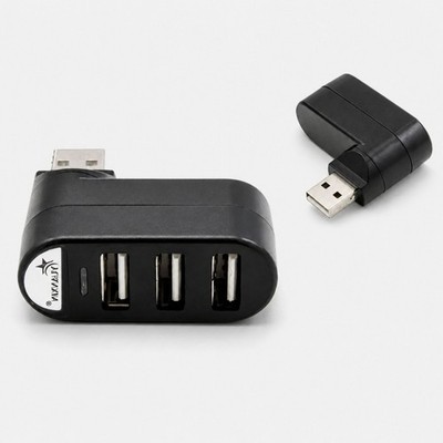 O39 3-Port USB 2.0 Hub, USB Verteiler mit 180° Drehfunktion, USB Adapter für PC