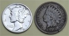 1 90% Silver Merc 10c, 1 Indian Head 1c (1943D & 1904) & 1 US Mint Set (1972D) — photo 2