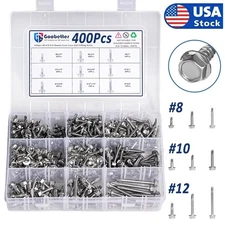 #8 #10 #12 Hex Washer Head Self Drilling Sheet Metal Tek Screws Stainless Steel