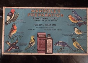 Vintage Wampole's Preparation Stimulant Bird Tonic Advertising Blotter.