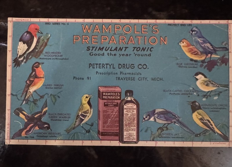 Vintage Wampole's Preparation Stimulant Bird Tonic Advertising Blotter.
