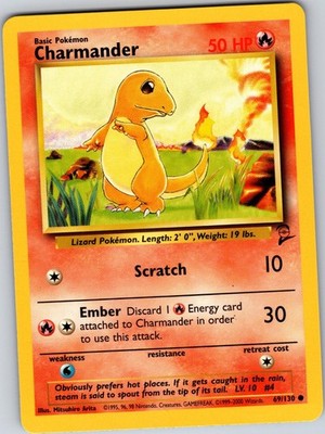 Charmander 69/130 Common Base Set 2 Pokemon Lightly Played