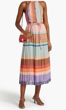 Zimmermann Rainbow Picnic Pleated Dress Size 3 AU 14/US 10 Silk Blend Rare Size