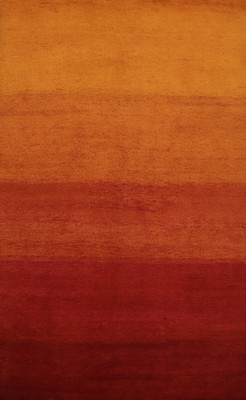 Transform Space with a Vibrant Sunset Gradient Rust Color Hand-made Wool Rug 6x8