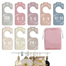 8 Pcs Baby Wardrobe Dividers, Double-Sided Wooden Baby Clothes Dividers 