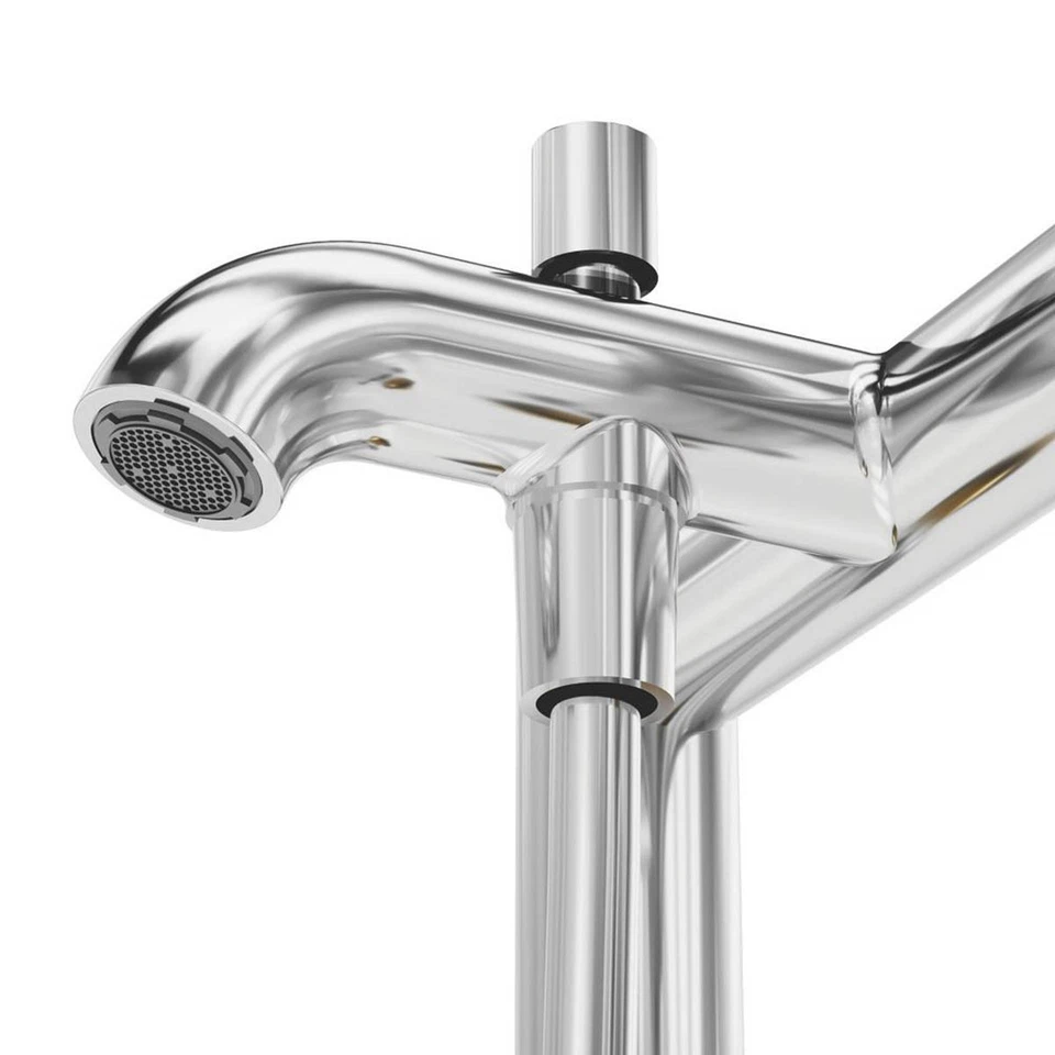 Swirl Shower Mixer Tap Chrome Brass Dual Control Round Deck Mounted Modern 185mm - Image 4 of 4