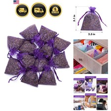 Bag of 12 Sachets Dried Lavender Flower Lavender Sachets for Drawers and Clos...