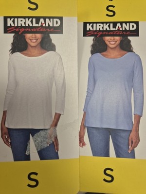 2er Pack Kirkland Signature 3/4 Ärmel Oberteile - Small - blau/creme