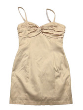 twenty one Beige Satin Ruched Mini Dress Adjustable Straps Zip Back Size M