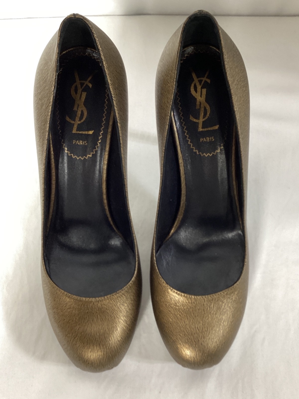 Decolte Yves Saint Laurent Tribtoo platform in pelle donna oro taglia 37