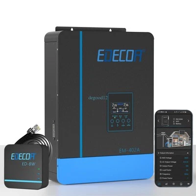 EDECOA Hybrid Wechselrichter 24V 230 4000W PV 55-450V 110A MPPT WIFI Android APP