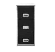 Pierre Henry 3 Drawer Maxi A4 Filing Cabinet 400x400x960mm Silver Black