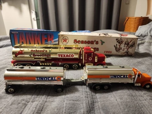 Vintage Texaco & Unocal 76 Plastic Tanker Truck Lot w/ Boxes Toy Collectibles