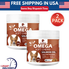  2 Packs Omega 3 Fish Oil for Dogs 90 Chews Skin and Coat Supplement 2 X 90 Chew