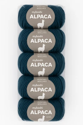 myboshi Alpaca Wolle 654-5 Petrol Kuschel Wollmix Strickgarn 5x50g weich & war