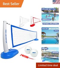 Splash Net PRO Pool Volleyball Set: Adjustable Net with 2 Volleyballs Pump