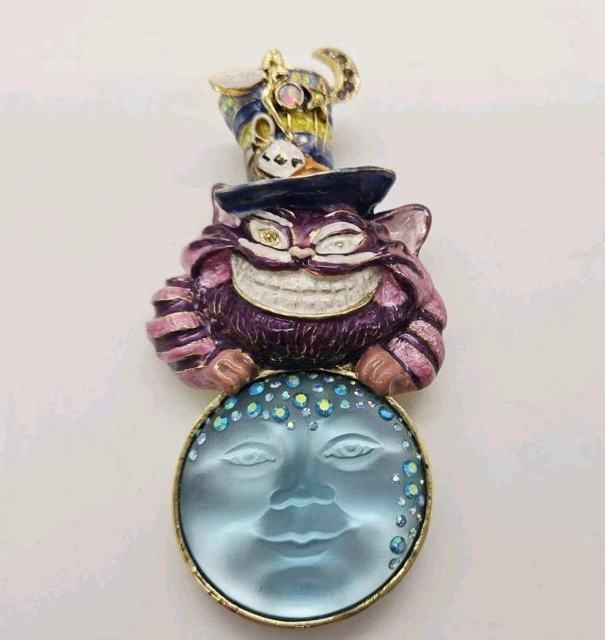 Broche Sombrero Kirks Folly Cheshire Gato Sombrerero Vista Mar Luna Alicia País de las Maravillas Colgante Foto 4 de 4