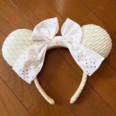 Yellow White Lace Bow Minnie Mickey Mouse Ear Tokyo Disney Resort Headband 2025