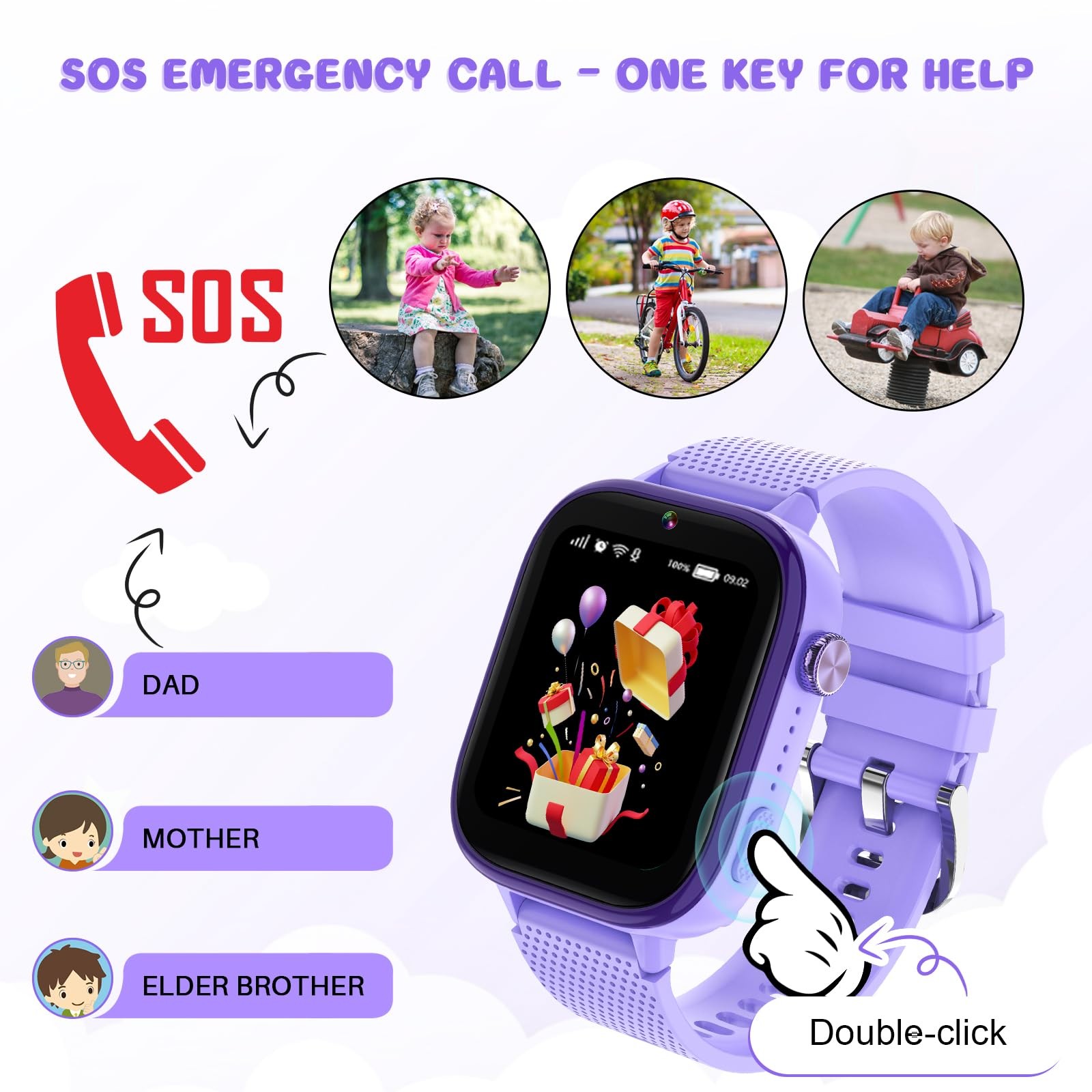 4G , Watch for with SIM Card, 47 Exciting Games, -Way Calling Feature, SOS Bu...