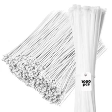 Bolt Dropper 11-Inch White Zip Ties, 1000-Pack - Heavy Duty Self-Locking Nylon