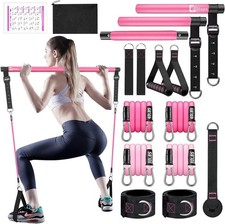 Adjustable Pilates Bar with 2x30lbs  2x40lbs Resistance Bands for Home Gym