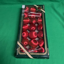 Viintage Christmas Red Satin Sheen Balls Ornaments 2" Unbreakable Box Of 21