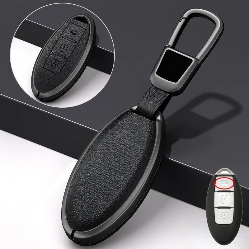Funda para llave de coche de cuero de aleación de zinc para Nissan 370Z Pathfinder K13 Juke F15 Foto 3 de 4
