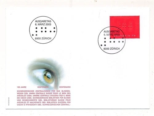 D332111 Switzerland FDC Blind Help Braille 2003