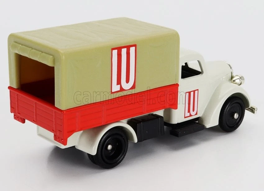 MODELLINO CAMION STATICO FORD CANVAS BACK TRUCK LU 1939 BIANCO ROSSO SCALA 1/50 - Immagine 2 di 3