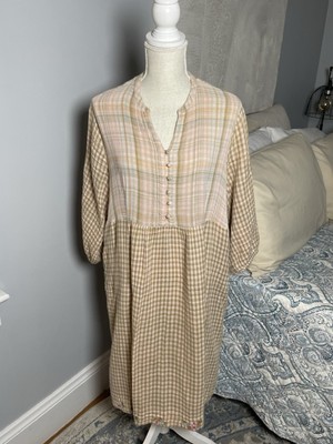 April Cornell XXL Plaid Gingham Midi Dress Cottagecore Boho Prairie