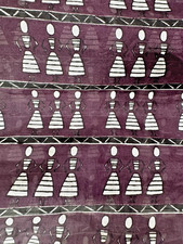 Womens Eggplant Silk Scarf African Tribal Doll Print Head Wrap Shawl 20x60"