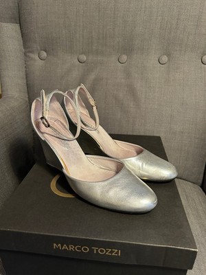 3 SUISSES Damen Keilpumps Keilabsatz Silber Party Schuh Pumps Absatz 8,5 cm hoch