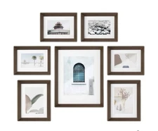 Umbra Gallery Photo Frame Set 7-Piece Aged Walnut Wall Display Collection NEW
