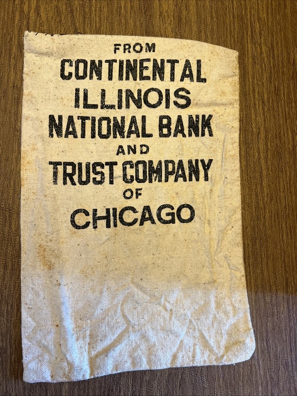 VTG  CANVAS Money BAG Continental Illinois National Bank Chicago Coin Deposit