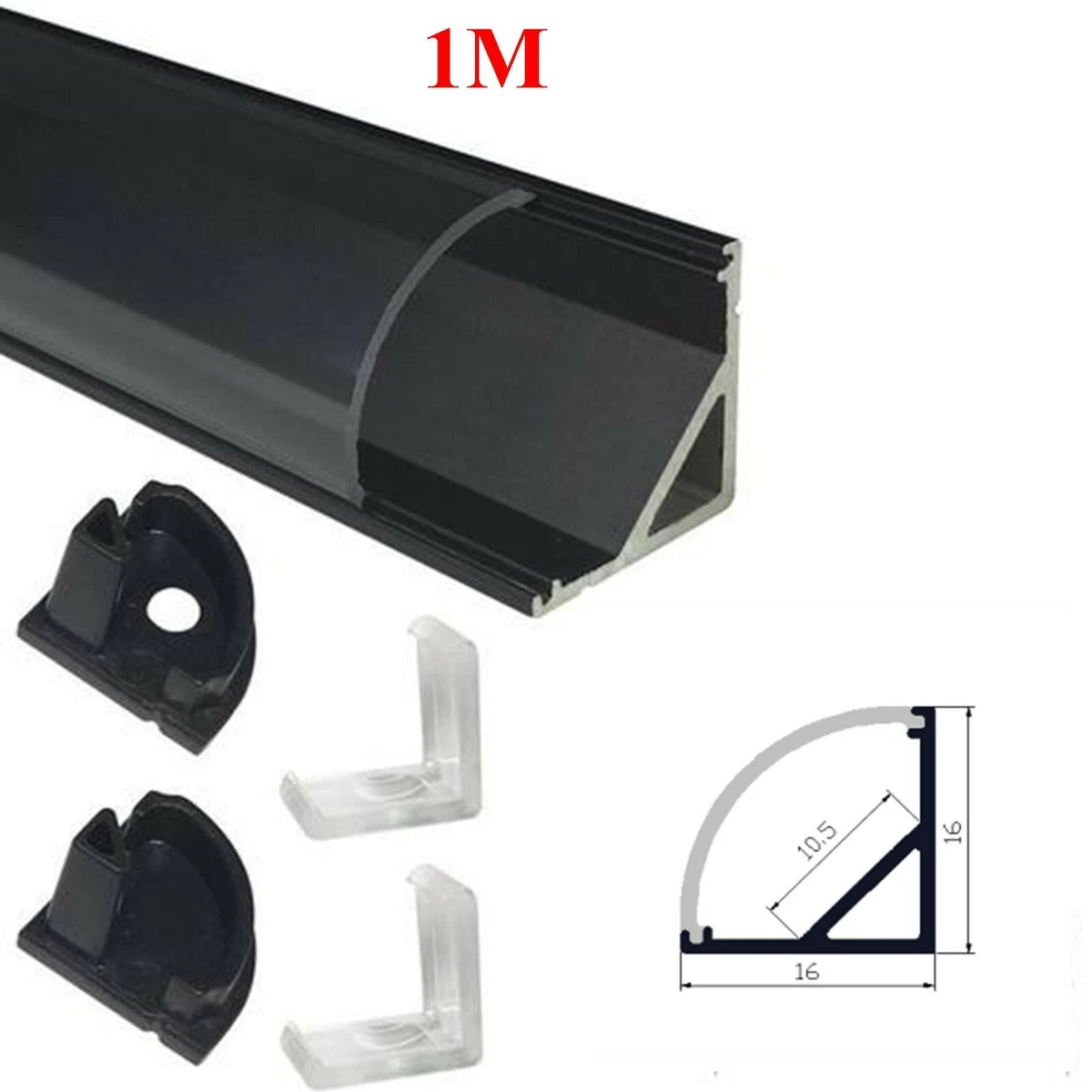 Black Led Strip Lights Corner Aluminium channel Profile bar