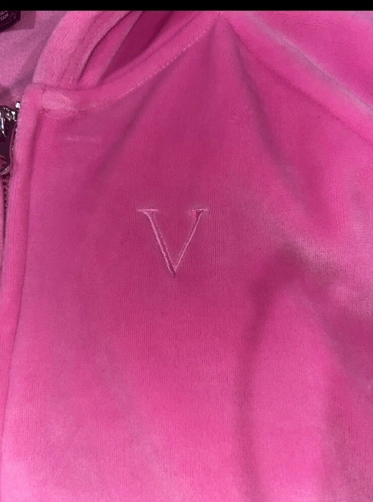 UNDERCOVER Giacca donna Victoria's Secret rosa velluto morbido full zip cappuccio taglia XL